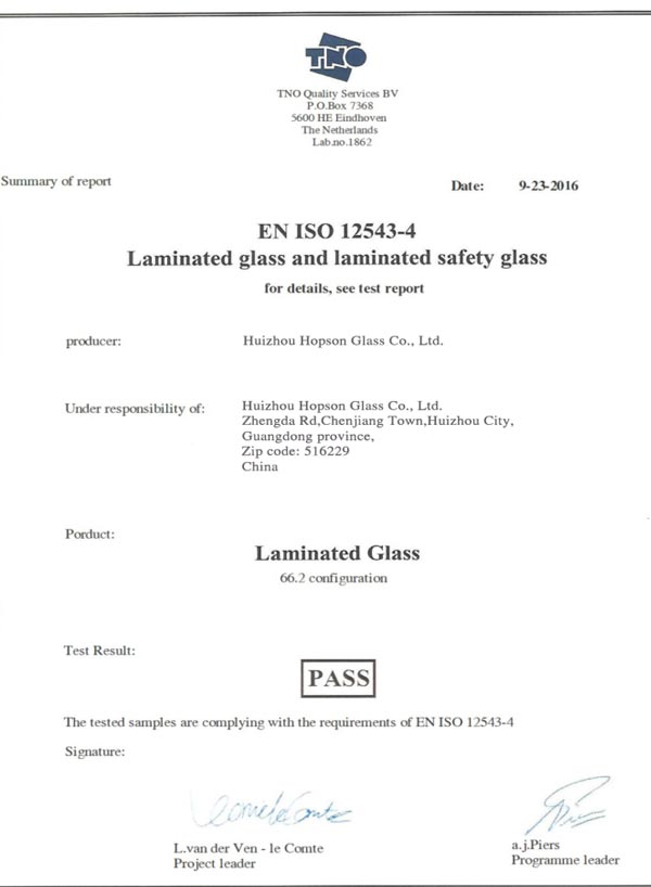 EN-ISO12543-4 Laminated Glass and Laminated Safety Glass